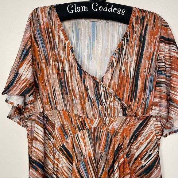 Soft Surroundings Dress Cyra Painted Stripe Print Brown Orange Size Petite PXL - Picture 4 of 10